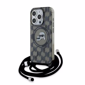 Karl Lagerfeld IML Crossbody Monogram Karl & Choupette Head MagSafe Ümbris jaoks iPhone 15 Pro - must