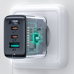 Laadija Acefast A13 must 65W (2xPD / 1xQC3.0) + Type-C / Type-C 120cm kaabel