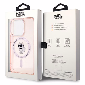 Karl Lagerfeld IML Choupette MagSafe ümbris jaoks iPhone 15 Pro - roosa
