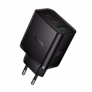 telefoni laadija Hoco 2x USB C + USB A QC3.0 PD 3A 65W N75 must