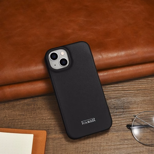 iCarer CE Premium Leather Folio Case iPhone 14 Plus Magnetic Flip Leather Folio Case MagSafe must (WMI14220715-BK)