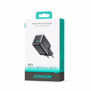 Joyroom JR-TG8 GaN 45W USB-C + USB-A seinalaadija – värv: must