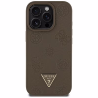 Guess Grained Hot Stamp Peony Triangle Logo MagSafe iPhone 16 Pro Max Ümbris - Brown