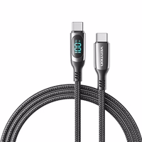 Vention Cotton Braided USB 2.0 C Male to C Male 5A Cable With LED Display 1.2M must Zinc Alloy Type