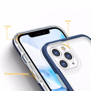Läbipaistev 3in1 ümbris iPhone 11 Pro Max sinise raamiga geelikatte jaoks
