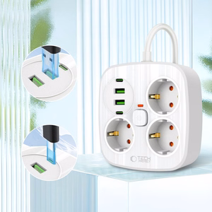 Tech-Protect PCS3X4 power strip, 3 sockets, 2xUSB-A, 2xUSB-C 200 cm - valge