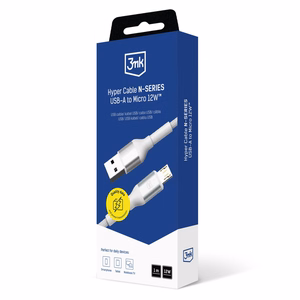 3mk Hyper Kaabel N-SERIES USB-A / MicroUSB 1m 5V/2.4A 12W / valge