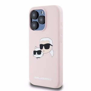 Силиконовый чехол Karl Lagerfeld Karl&Choupette MagSafe для iPhone 15 Pro Max - розовый