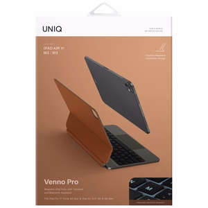 Uniq Venno Pro Magnetic Smart Ümbris with Keyboard jaoks iPad 11" 2025 / iPad Air 11" 2024 / 2025 / iPad Pro 11" 2018 / 2020 / 2021 / 2022 / 2024 - Brown