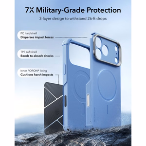 ESR Cyber Tough Kickstand MagSafe ümbris mudelitele iPhone 18 Pro Max / 17 Pro Max, helesinine