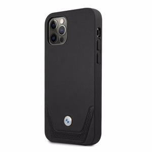 BMW nahast perforeeritud ümbris iPhone 12 / iPhone 12 Pro jaoks - must