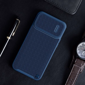 Nillkin Textured S Case iPhone 14 Pro Max бронированный чехол с защитой камеры синий