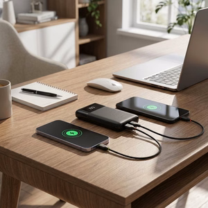 FORCELL F-ENERGY F10K6 Multicharge akupank sisseehitatud USB-C- ja Lightning-kaablitega, PD, QC3.0, 3 A, 22,5 W, 10000 mAh, must