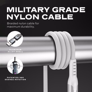 STATIK PowerPivot Pro Nylon Braided Cabel, USB-C to USB-C, 1m, White