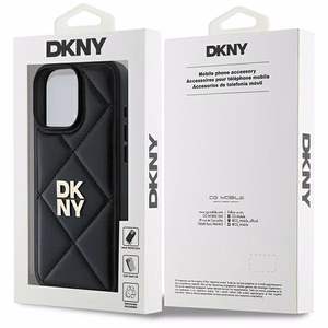 DKNY Quilted Stack Logo iPhone 16 Pro Ümbris - Must