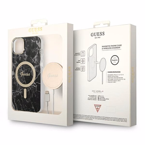Set Guess GUBPP14SHMEACSK Ümbris+ Charger iPhone 14 6.1" must/must hard ümbris Marble MagSafe