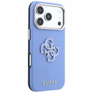 Guess Grained & Big Resin Logo ümbris iPhone 18 Pro Max / 17 Pro Max – sinine