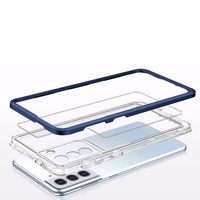 Clear 3in1 ümbris jaoks Samsung Galaxy S23+ silicone cover with frame sinine