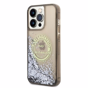 Karl Lagerfeld Liquid Glitter RSG ümbris jaoks iPhone 14 Pro Max - must