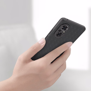 Nillkin Textured Case vastupidav tugevdatud ümbris geelraamiga ja nailonist tagaküljega Honor 50 SE jaoks must