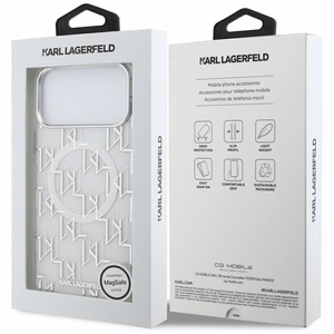 Karl Lagerfeld IML KL Monogram MagSafe Ümbris jaoks iPhone 17 Pro Max - Valge