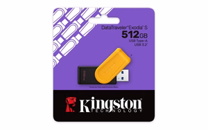 Kingston Technology DataTraveler 512GB kaasaskantav USB 3.2 Gen 1 Exodia S (must/kollane)