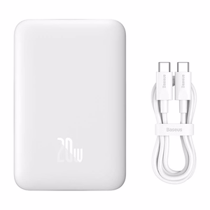 Powerbank Baseus Magnetic, 10000mAh, USB-C 20W, MagSafe (valge)