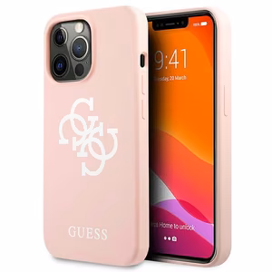 Guess Silicone 4G Logo Ümbris jaoks iPhone 13 Pro Max 6.7" - roosa