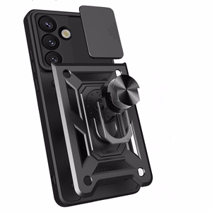 Hybrid Armor Camshield Ümbris with Stand and Camera Cover jaoks Samsung Galaxy M06 5G / F06 5G - Must