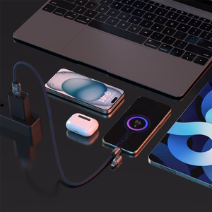 Dudao L20Max 65W 4-in-1 sinine kaabel rihmaga USB-C kuni USB-C Lightning ja USB-A adapteritega