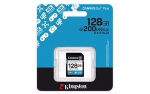 Kingston memory card 128GB SDXC Canvas Go Plus Gen4 200MB/s C10 UHS-I U3 V30