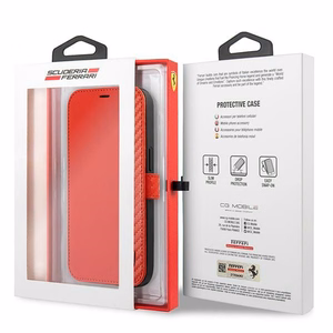 Ferrari FESAXFLBKP13SRE iPhone 13 mini 5.4" punane/punane raamat On Track Carbon Stripe