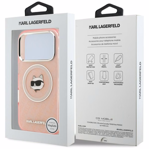 Karl Lagerfeld IML Choupette Head Logo MagSafe Ümbris jaoks iPhone 17 Pro Max - Roosa