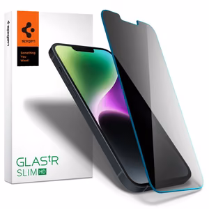 Spigen Glas.tR Slim Privacy karastatud klaas iPhone 13 / 13 Pro / 14 / 16e jaoks