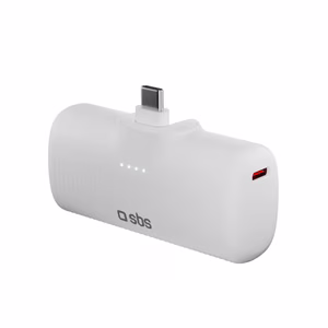 SBS EcoPower 5000 mAh 10W Powerbank sisseehitatud USB-C pesaga - valge