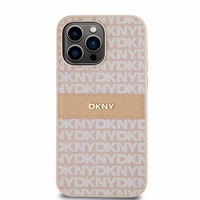 DKNY Leather Mono Stripe & Metal Logo ümbris jaoks iPhone 14 Pro Max - roosa
