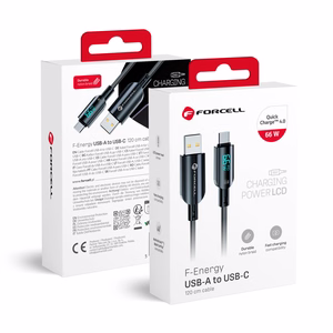 Кабель USB A to USB C Forcell F-Energy QC4.0 PD 3A 66W Digital 1,2 m C272 чёрный