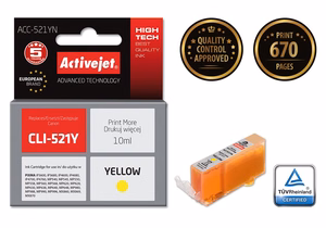 Activejet ACC-521YN – kollane tindikassett, asendab Canon CLI-521Y, 10 ml, Supreme