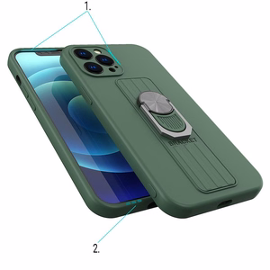 Ring Case silikoonist ümbris koos sõrmejäljega ja statiiviga Samsung Galaxy A22 4G jaoks must