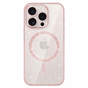 Glitter Magsafe Ümbris jaoks Iphone 16e roosa läbipaistev