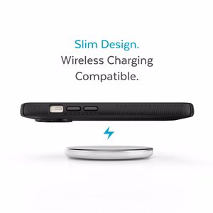 Speck Presidio2 Grip ümbris seadmele iPhone 15 Plus / 14 Plus, libisemiskindla haardega, Black / Black / White värvikombinatsioon