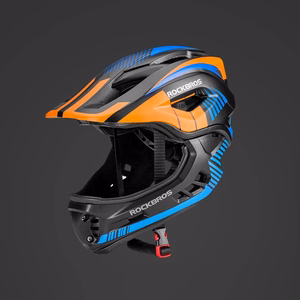 Rockbros TT-32SOBL-M laste jalgrattakiiver eemaldatava lõuakaitsmega, suurus M - must ja oranž