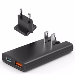 Choetech PD6011 PD65W GaN slim USB-A+C mini laadija (must)