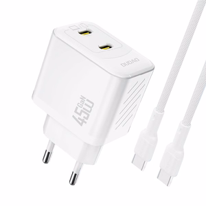 Dudao A28PCEU PD 45W GaN 2xUSB-C seinalaadija USB-C kaabliga - valge
