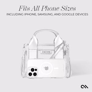 Case-Mate Micro Tote Bag vett hülgav õlakott, Silver Chrome / Clear