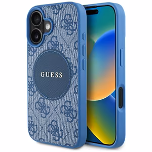 Guess 4G Circle Classic Logo MagSafe ümbris jaoks iPhone 16 - sinine