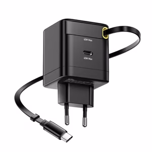 Laadija Essager Ruizi must 65W (1xPD) + integreeritud Type-C kaabel