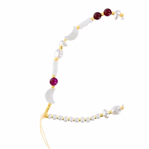 SHELLS Phone lanyard, Phone pendant / cord length 44cm (22cm in the loop) / on hand - valge and lilla