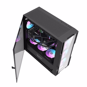 Darkflash DK431 Glass computer ümbris (must) + 4 RGB fans