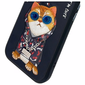 Nimmy Glasses Cool Cat ümbris jaoks iPhone 15 - must